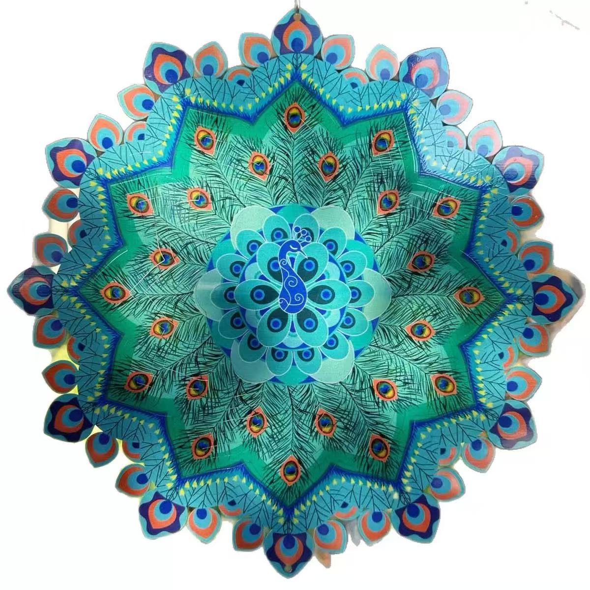 🌿 Mandala Rotating Peacock Wind Chime