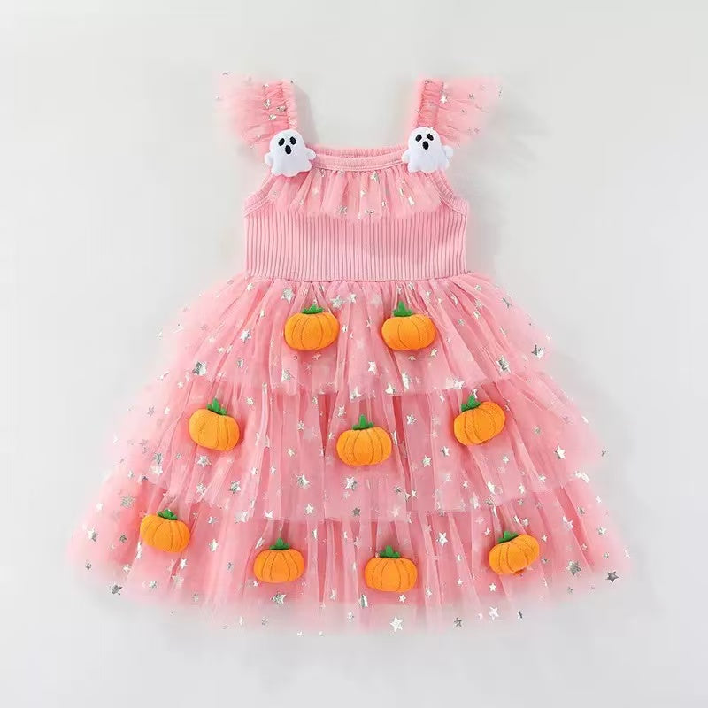 π Pumpkin Ghost Tulle Dress β Halloween Magic for Little Girls