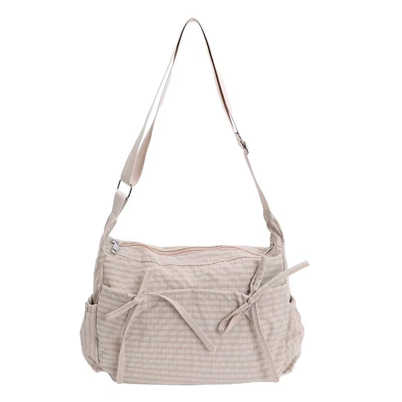 🎀Cute Feminine Double Bow Plaid Purse