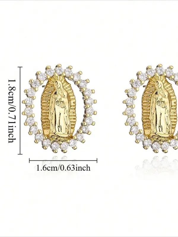Virgin Mary Stud Earrings-A Graceful Gift of Faith