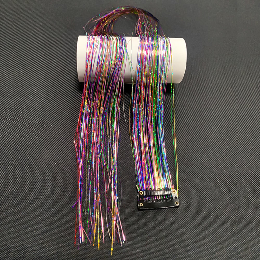 (4PCS/Set)Sparkling Fairy Hair Tinsel Extensions 🌈 Heat-Resistant Glitter Strands for Women ✨