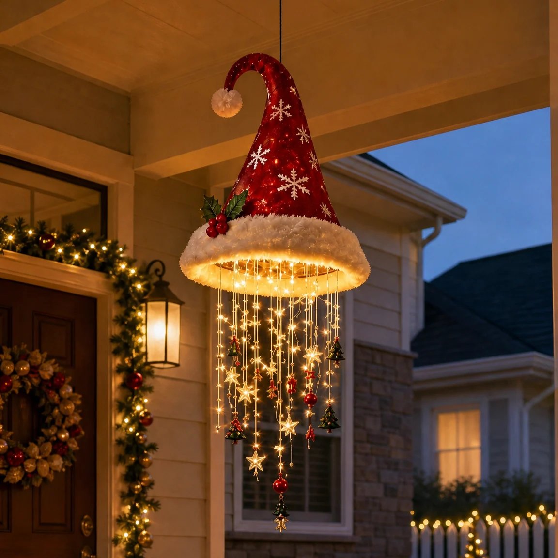 π
Light-Up Santa Hat Chandelier π | 3 Different Designs, Warm LED String Lights | Christmas Decor for Indoors and Outdoors, Gift Idea