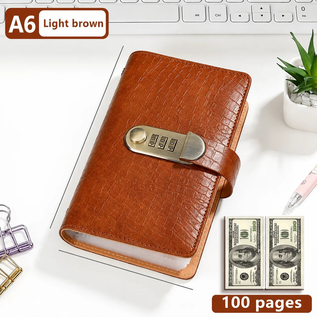 💵100-Pocket Currency Collector Album with Combination Lock