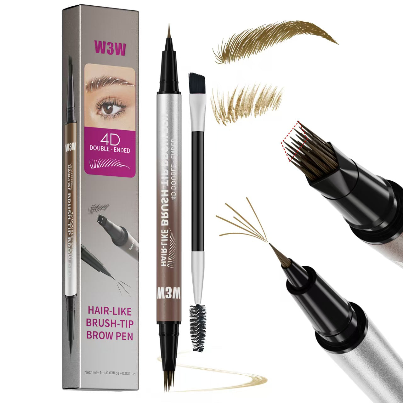 ✏️ BUY 1 GET 1 FREE! 🎉🔥2-in-1 4D Eyebrow Pencil with Waterproof Microblading and Dual-Ended Eyeliner Brush for Natural Brow Makeup and Eyelash Line