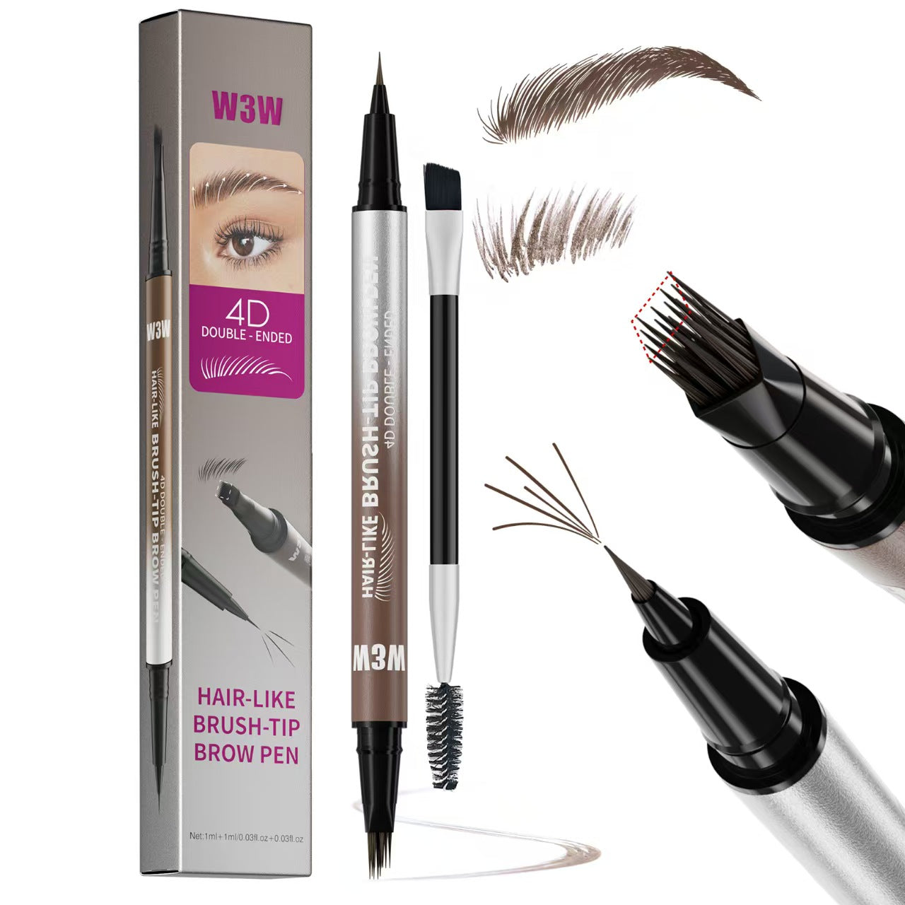✏️ BUY 1 GET 1 FREE! 🎉🔥2-in-1 4D Eyebrow Pencil with Waterproof Microblading and Dual-Ended Eyeliner Brush for Natural Brow Makeup and Eyelash Line