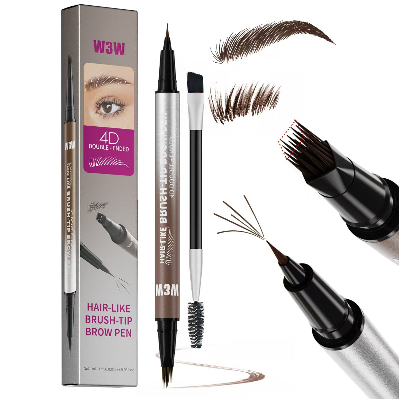 ✏️ BUY 1 GET 1 FREE! 🎉🔥2-in-1 4D Eyebrow Pencil with Waterproof Microblading and Dual-Ended Eyeliner Brush for Natural Brow Makeup and Eyelash Line