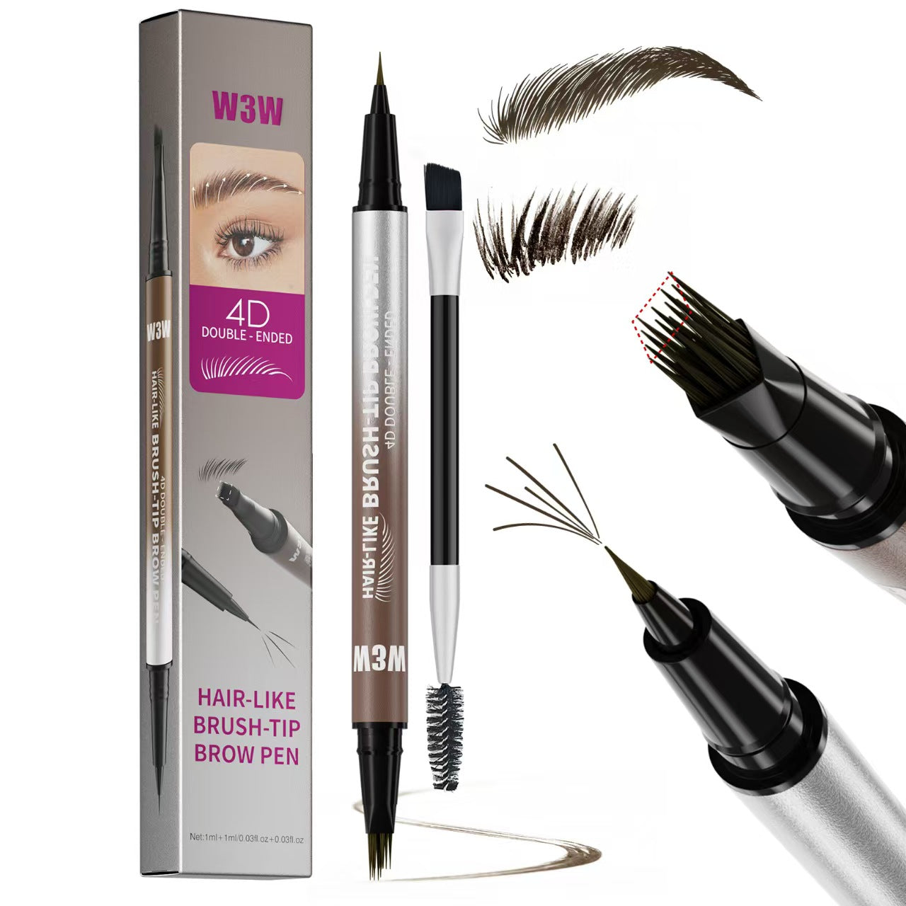 ✏️ BUY 1 GET 1 FREE! 🎉🔥2-in-1 4D Eyebrow Pencil with Waterproof Microblading and Dual-Ended Eyeliner Brush for Natural Brow Makeup and Eyelash Line