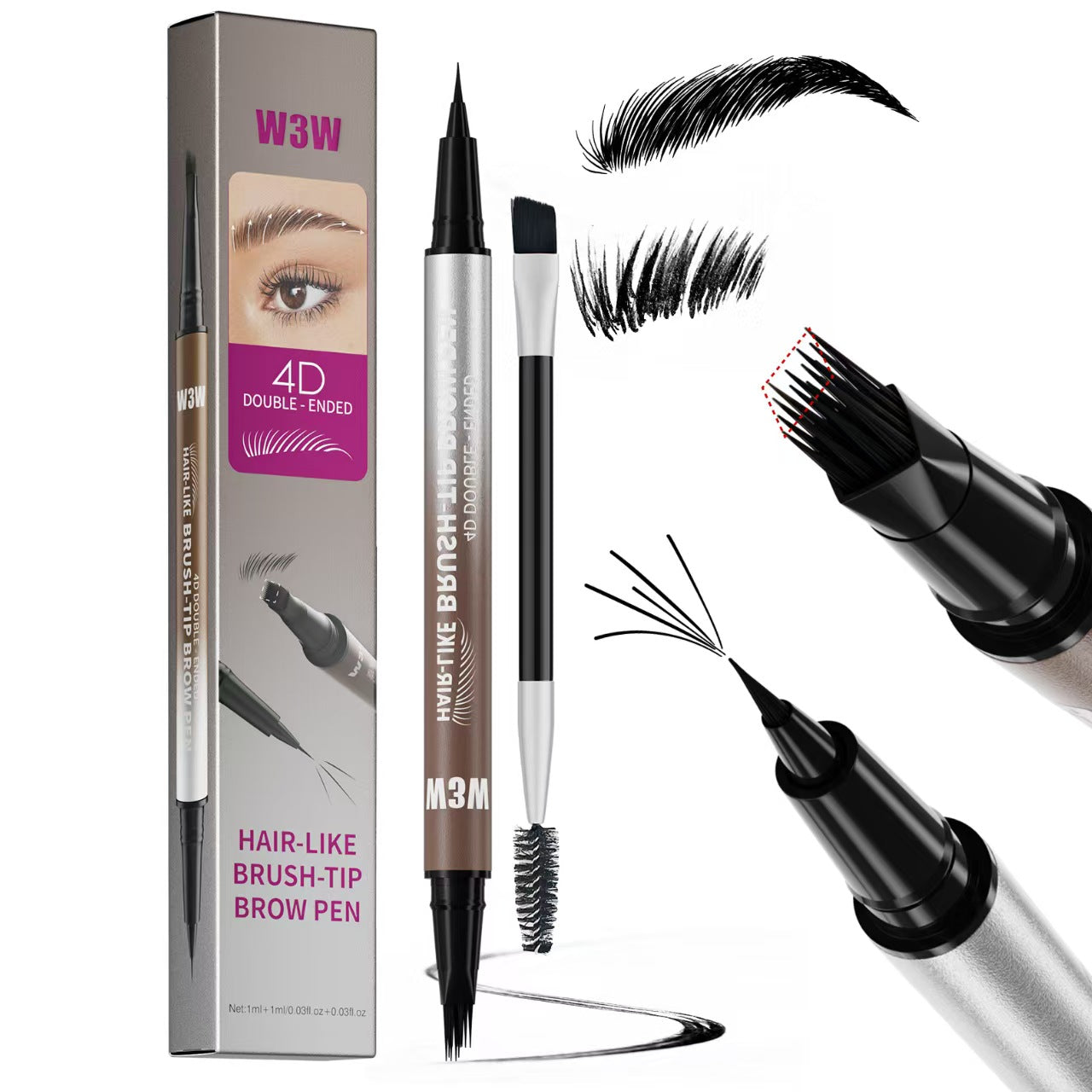 ✏️ BUY 1 GET 1 FREE! 🎉🔥2-in-1 4D Eyebrow Pencil with Waterproof Microblading and Dual-Ended Eyeliner Brush for Natural Brow Makeup and Eyelash Line