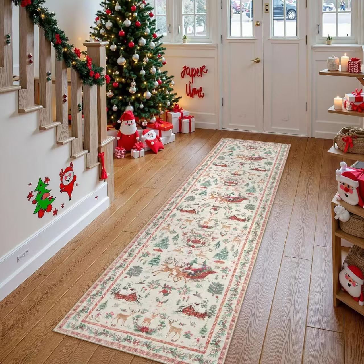 🎄Hot Holiday Sale-Soft Christmas Tree Santa Claus Carpet Runner