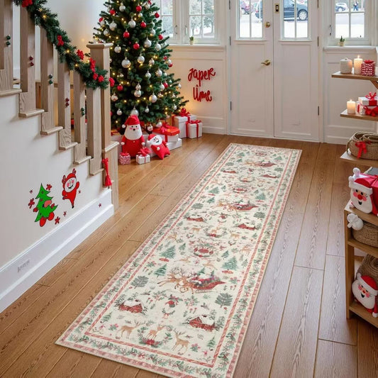 🎄Hot Holiday Sale-Soft Christmas Tree Santa Claus Carpet Runner