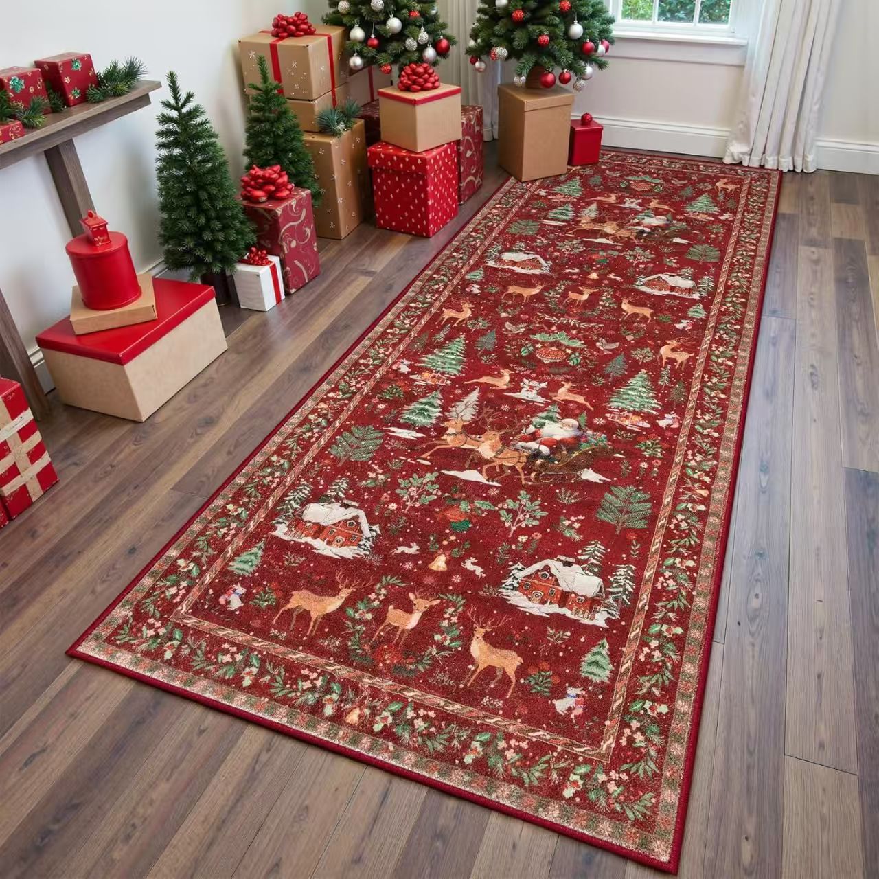 🎄Hot Holiday Sale-Soft Christmas Tree Santa Claus Carpet Runner