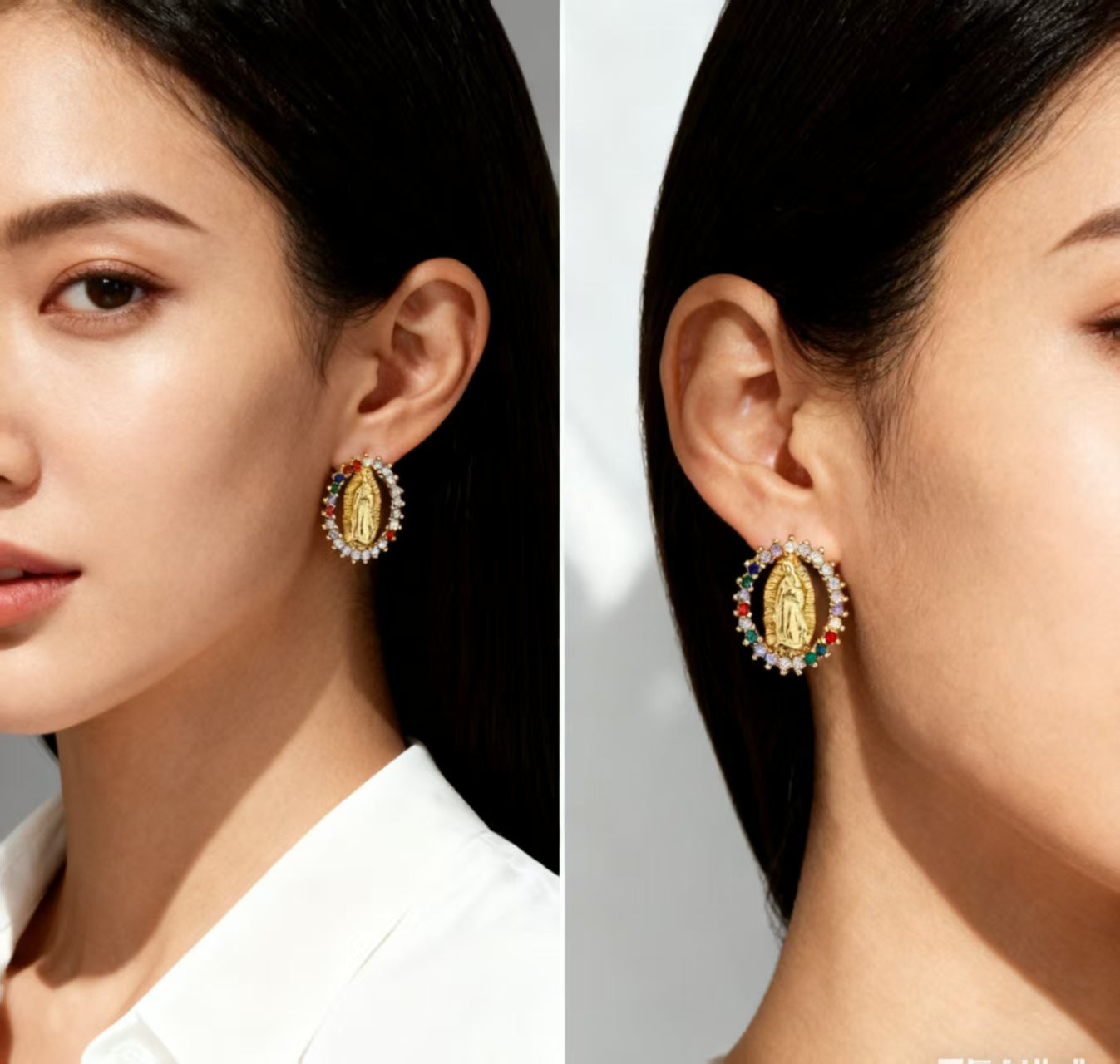 Virgin Mary Stud Earrings-A Graceful Gift of Faith