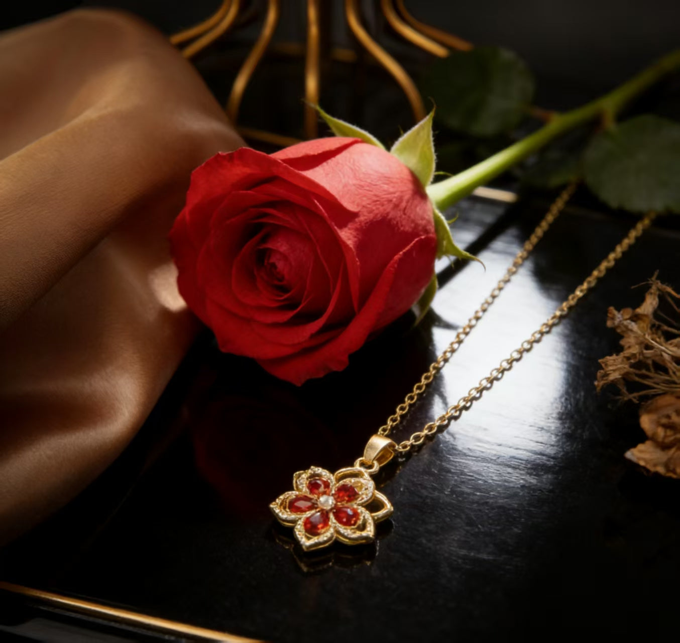 ❤️Love Around the Corner🌺Rotating Bauhinia Zircon Bloom Necklace
