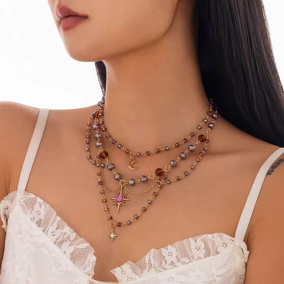 Sun Tassel Crystal Layered Necklace – A Gift That Shines as Bright as She Does