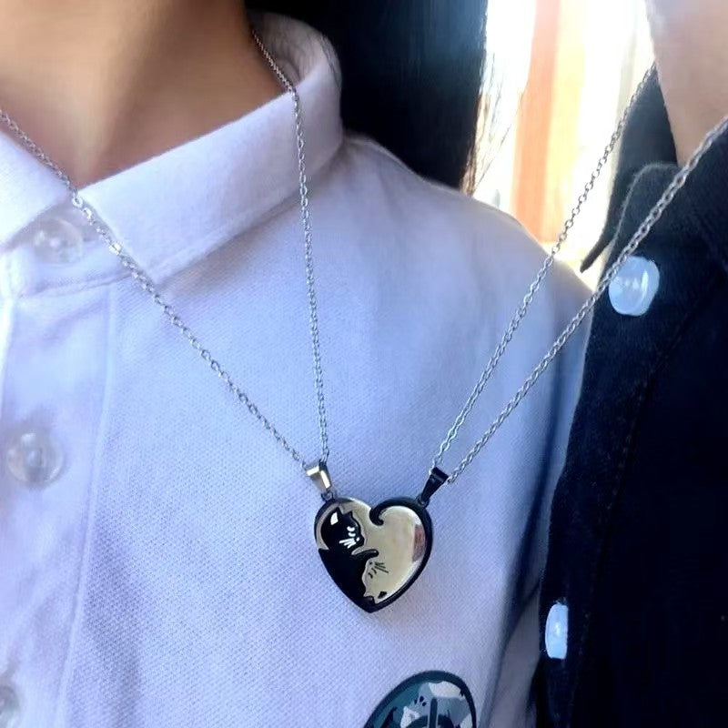 Cat Couple Heart-Shaped Necklace - Tie Love Around Your Neck(2pcs)