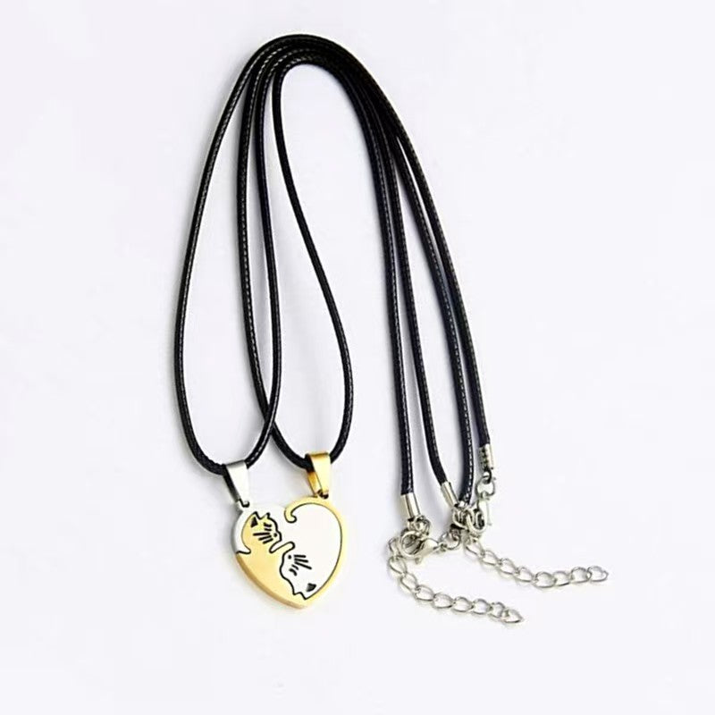 Cat Couple Heart-Shaped Necklace - Tie Love Around Your Neck(2pcs)