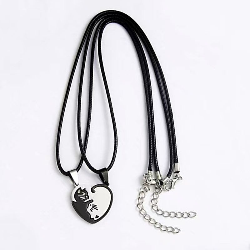 Cat Couple Heart-Shaped Necklace - Tie Love Around Your Neck(2pcs)