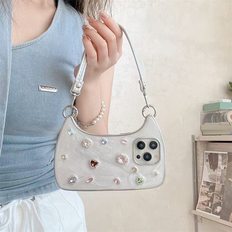 💃Last 50%Off👛Underarm-style rhinestone phone case, sweet and edgy style