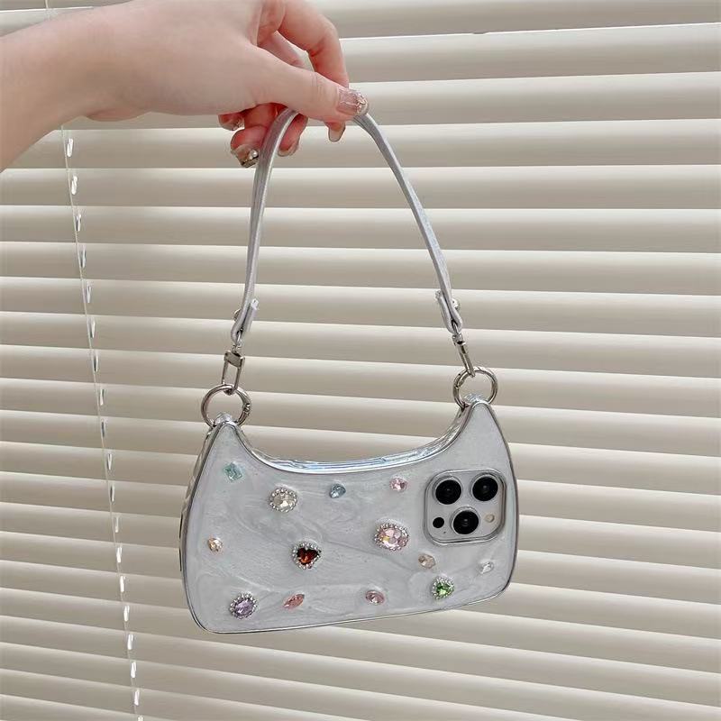 💃Last 50%Off👛Underarm-style rhinestone phone case, sweet and edgy style