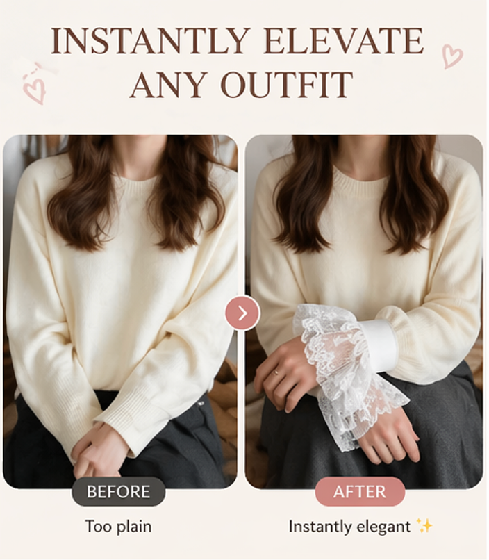 🔥2026New Arrivals-Last 49% OFF👩Lace Ruffle Sleeve Cuffs