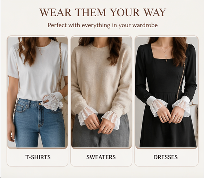 🔥2026New Arrivals-Last 49% OFF👩Lace Ruffle Sleeve Cuffs