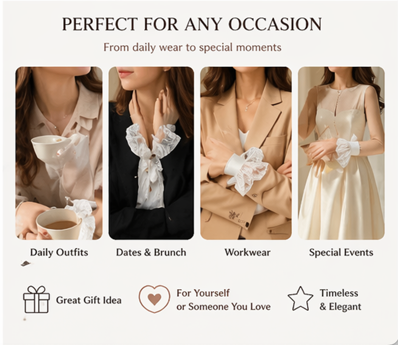 🔥2026New Arrivals-Last 49% OFF👩Lace Ruffle Sleeve Cuffs