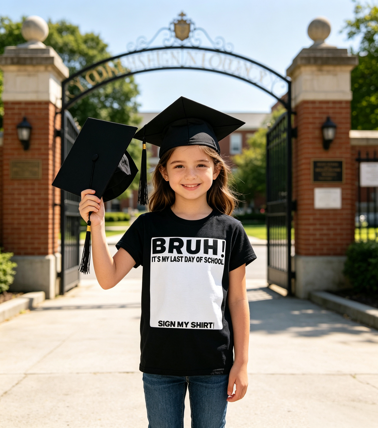 💗Gifts for kids🏫Student Signature Bruh" It's My Last Day of School Sign My "T-Shirt