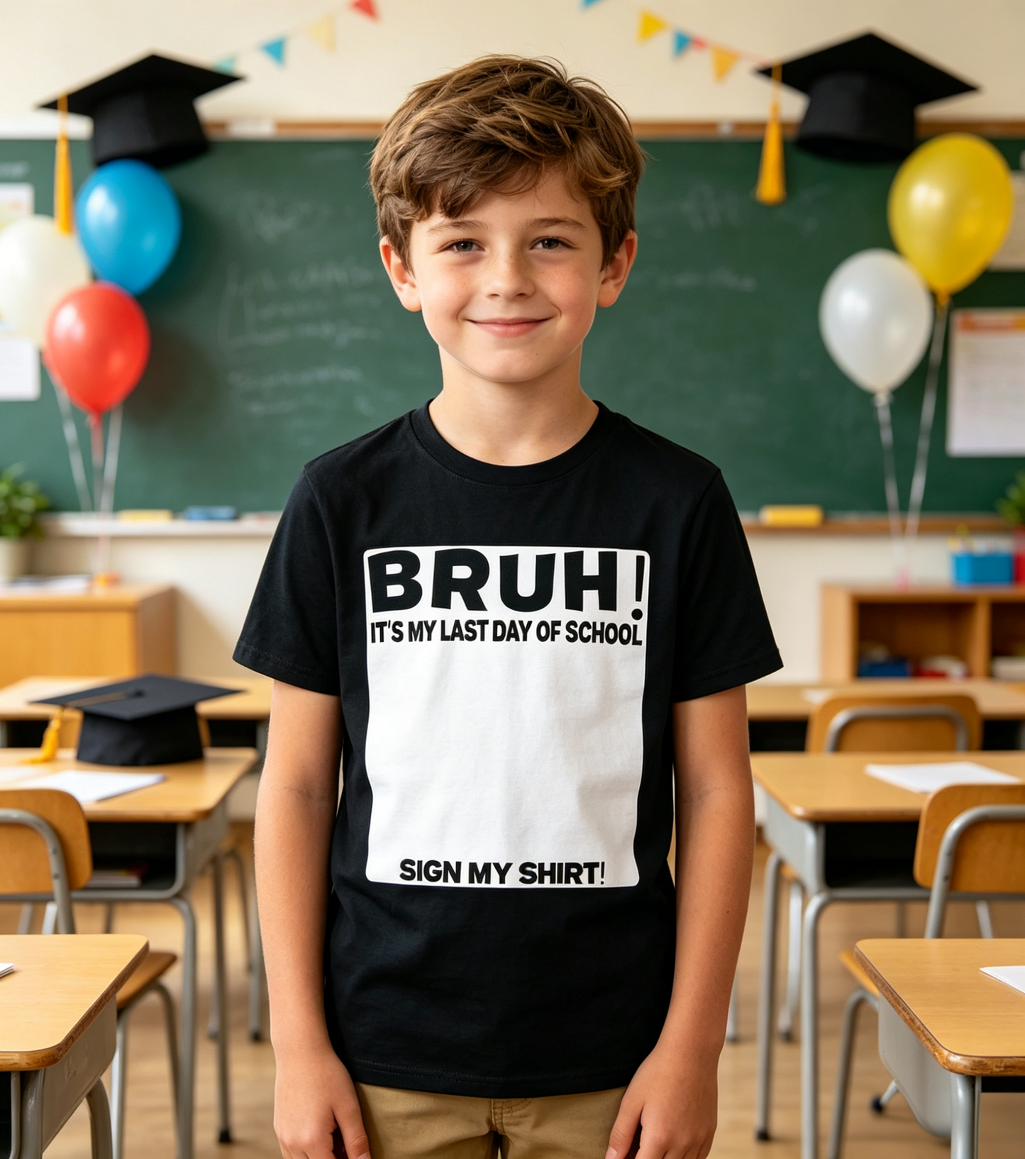 💗Gifts for kids🏫Student Signature Bruh" It's My Last Day of School Sign My "T-Shirt