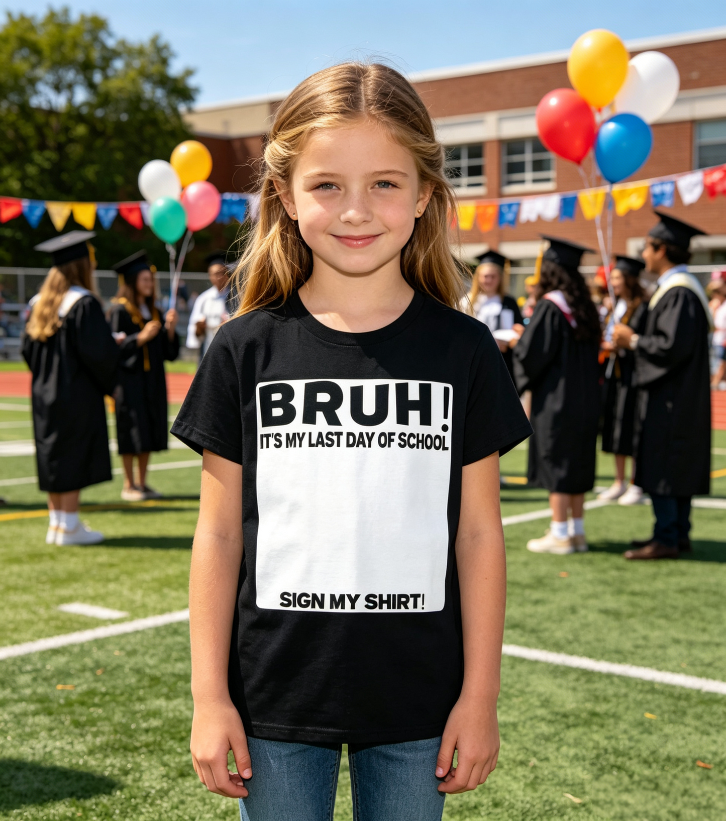 💗Gifts for kids🏫Student Signature Bruh" It's My Last Day of School Sign My "T-Shirt