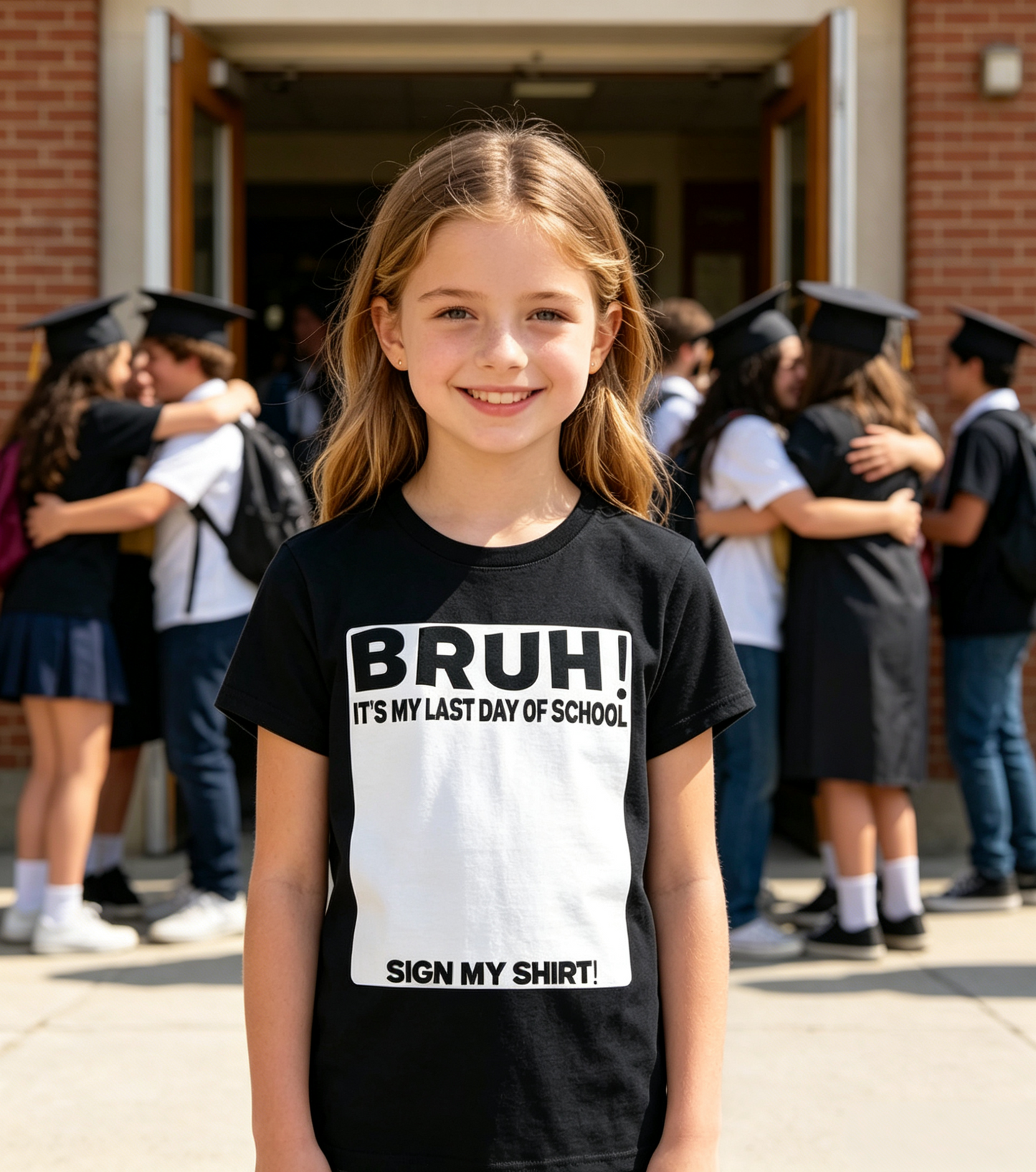 💗Gifts for kids🏫Student Signature Bruh" It's My Last Day of School Sign My "T-Shirt