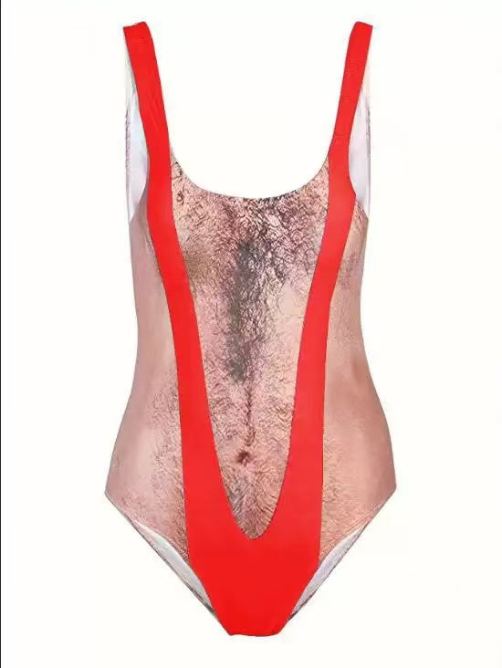 Last 49% OFF🩱Funny Hairy Chest One-Piece Swimsuit