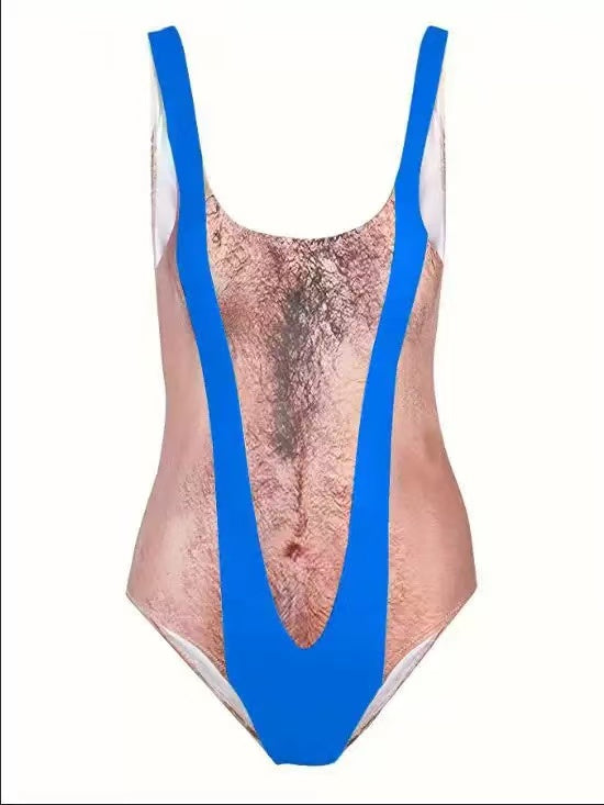 Last 49% OFF🩱Funny Hairy Chest One-Piece Swimsuit