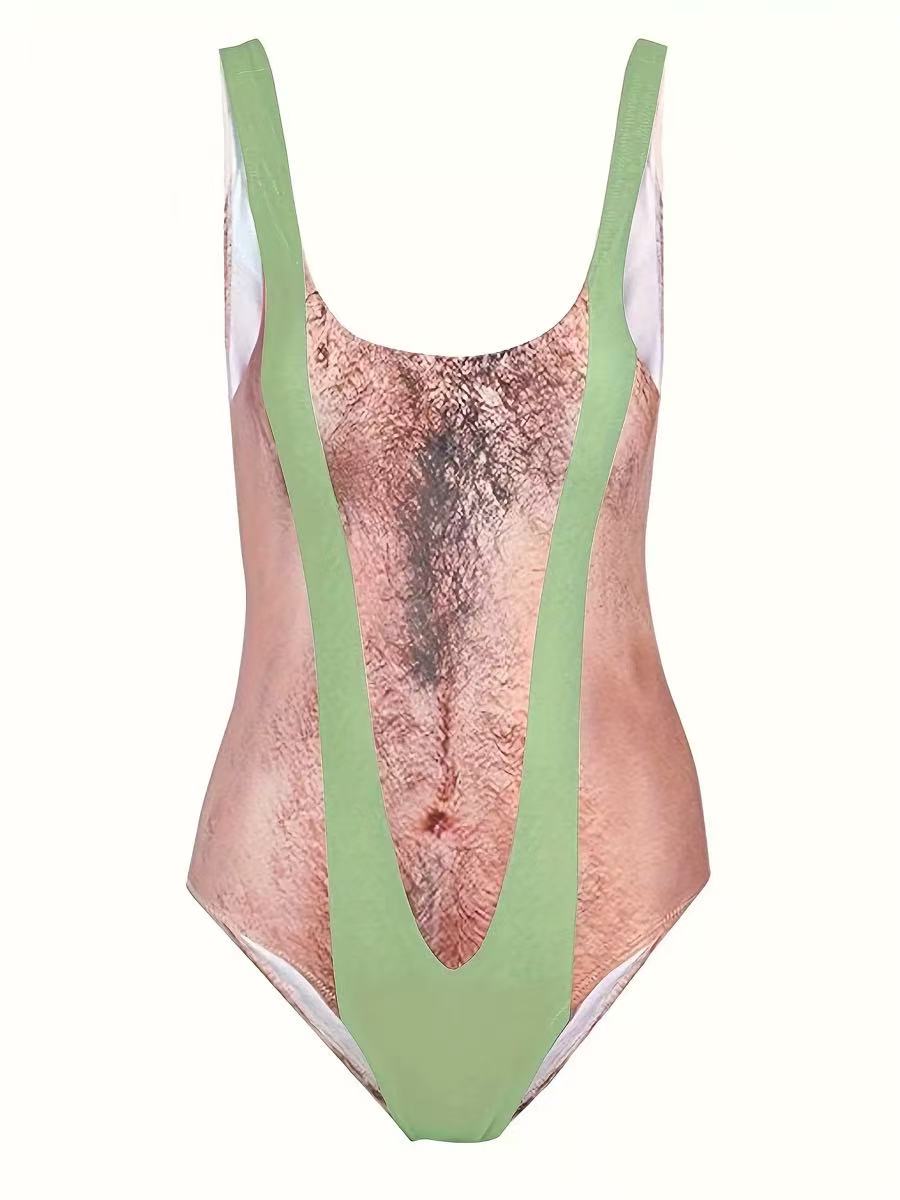 Last 49% OFF🩱Funny Hairy Chest One-Piece Swimsuit