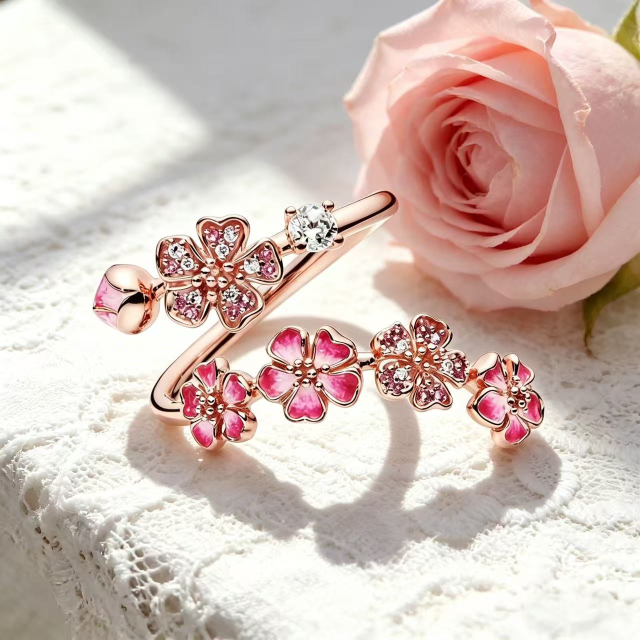 💗Eternal Bloom Cherry Blossom Ring – Bringing Love & Positive Energy