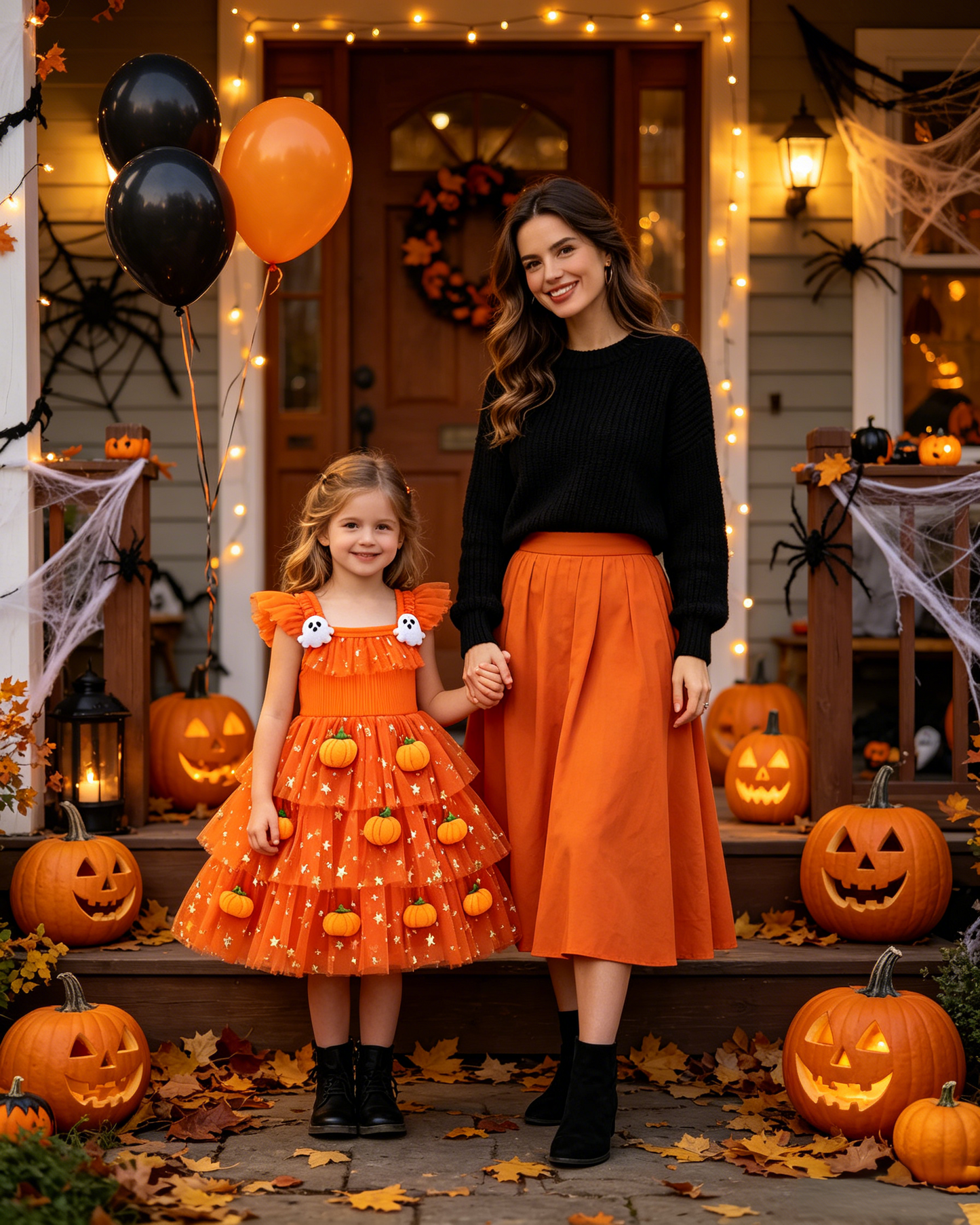 🎃 Pumpkin Ghost Tulle Dress — Halloween Magic for Little Girls