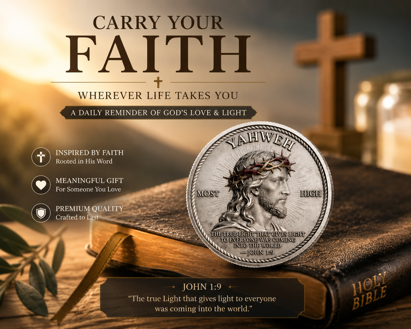🙏“Yahweh – The Living Light” Faith Commemorative Coin-Carry Your Faith Wherever Life Takes You.