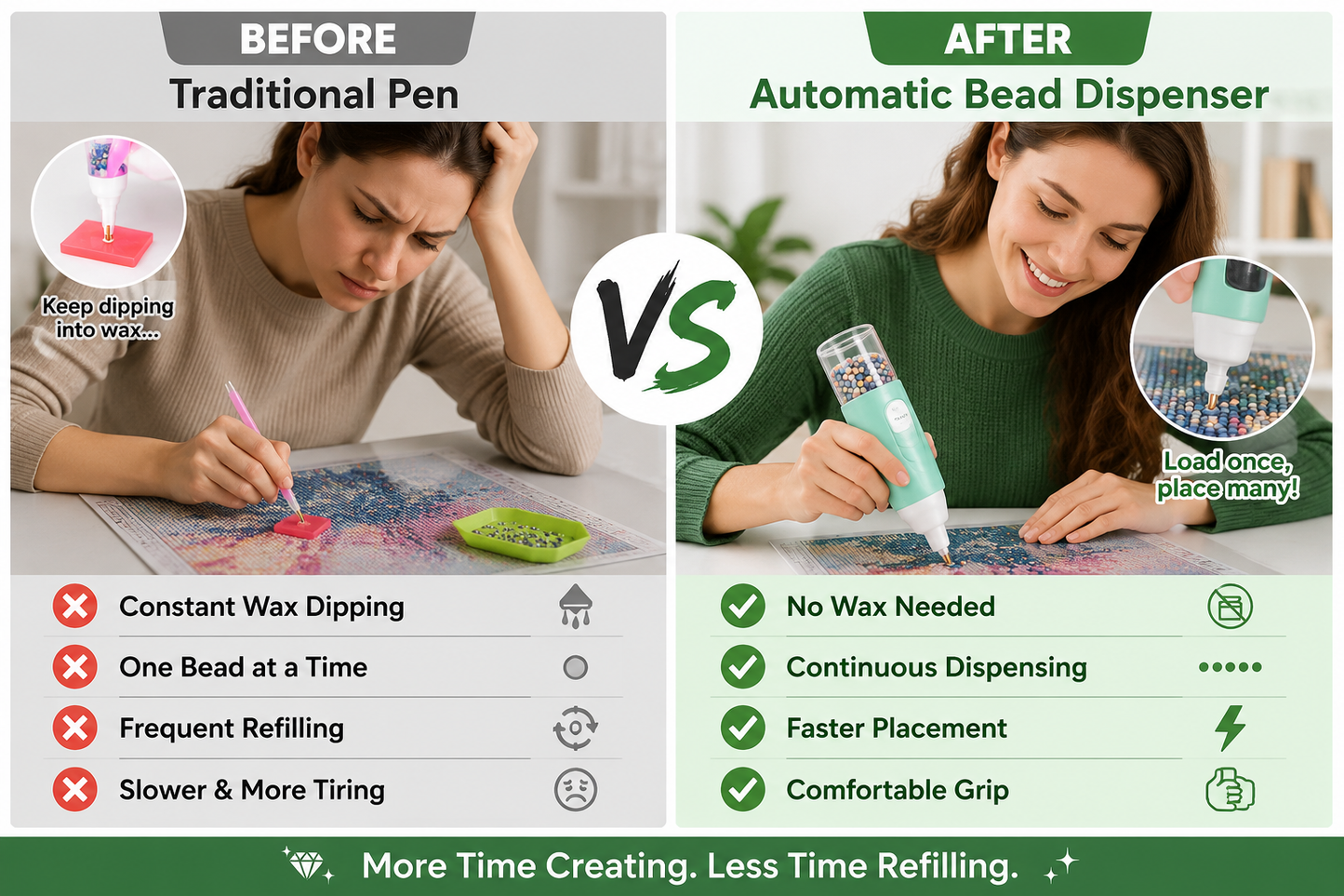 🔥Last Day 50% OFF - 💎 Automatic Diamond Painting Bead dispenser-— Finish Your Diamond Painting Faster Without Wax or Constant Refilling.