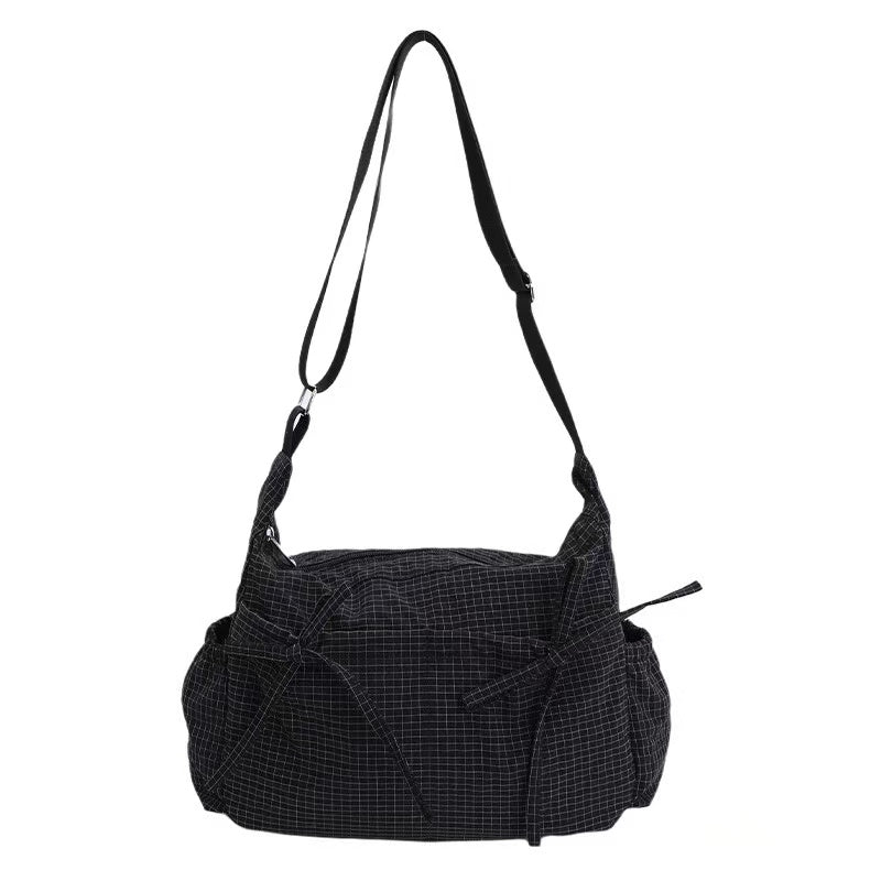 🎀Cute Feminine Double Bow Plaid Purse