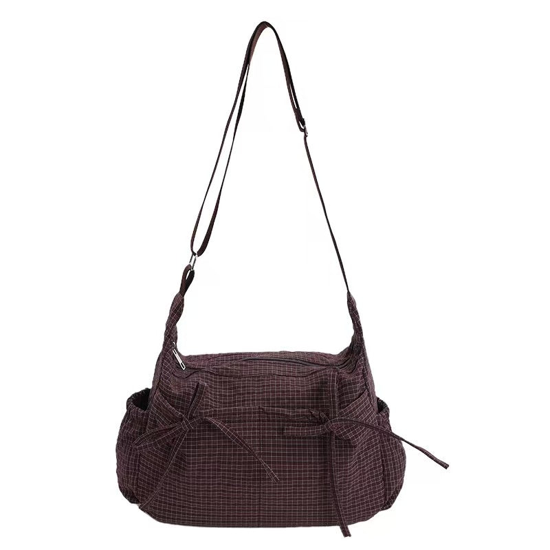 🎀Cute Feminine Double Bow Plaid Purse