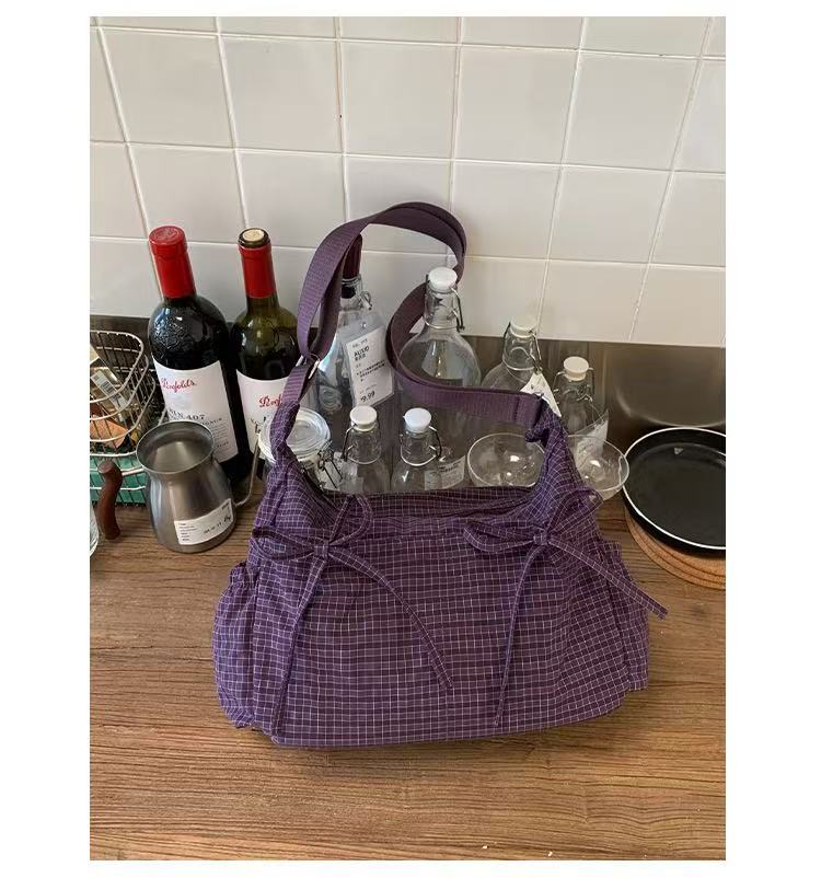 🎀Cute Feminine Double Bow Plaid Purse