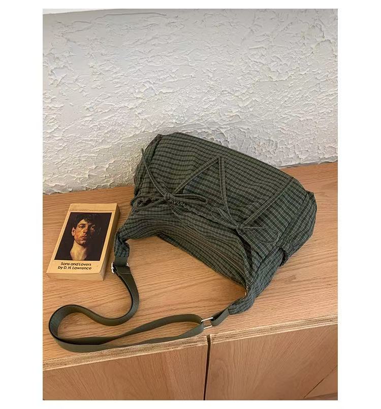 🎀Cute Feminine Double Bow Plaid Purse