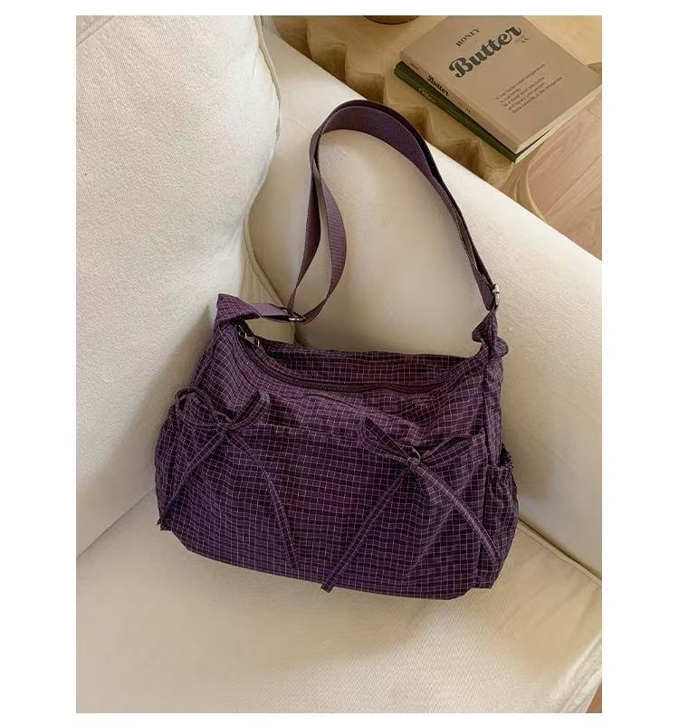 🎀Cute Feminine Double Bow Plaid Purse
