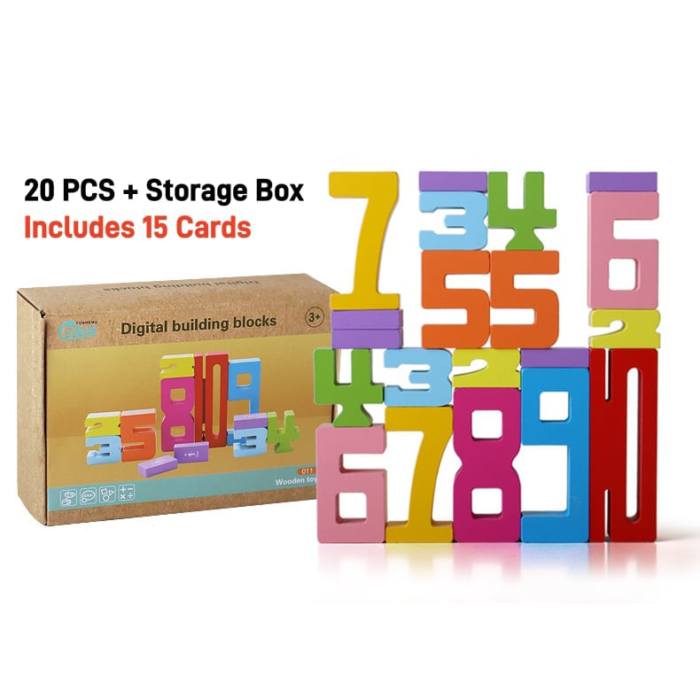 Wooden Number Building Block, Creative Montessori Stacking Toys