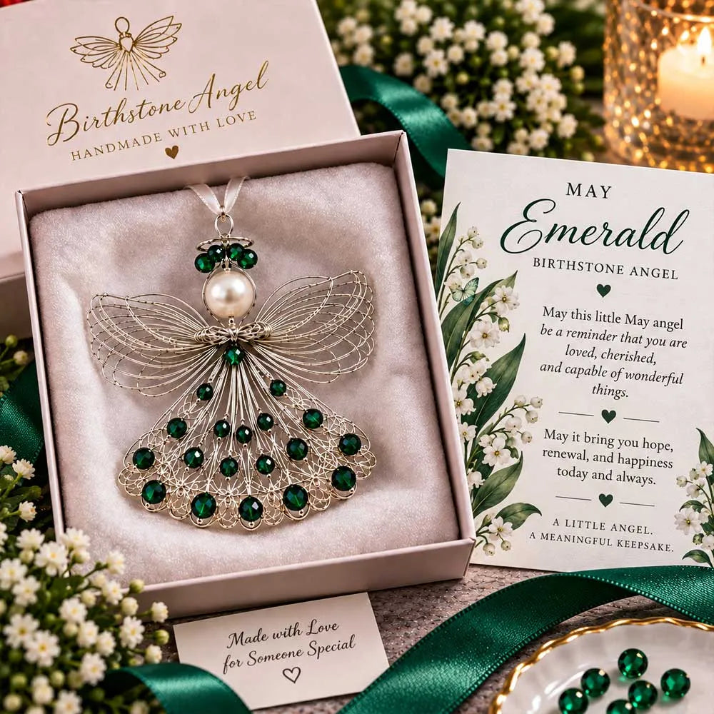 BUY 3 GET 1 FREE– 👼Handmade Birthstone Angel Wire Ornament |12 Meaningful Birthstone Colors with Keepsake Card ✨