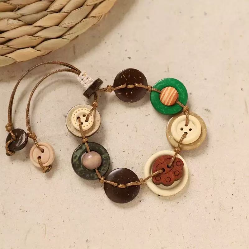 💐Handcrafted Button Charm Bracelet Unique Details. Cozy Style. Made to Feel Like Yours.