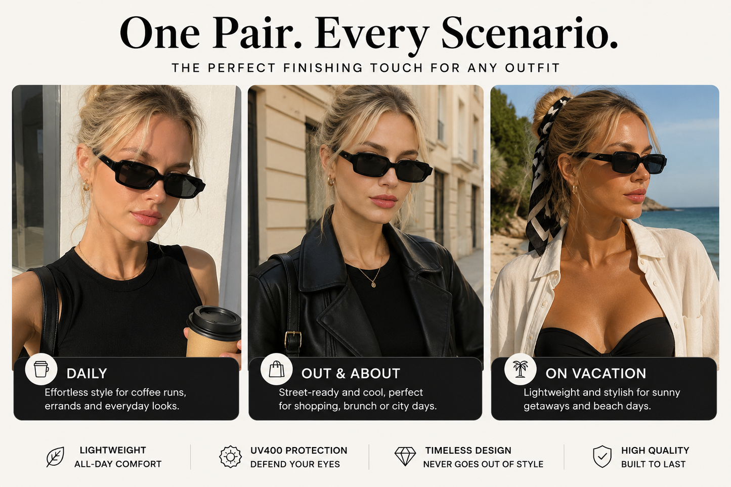 🖤 Slim-Face Rectangle Sunglasses