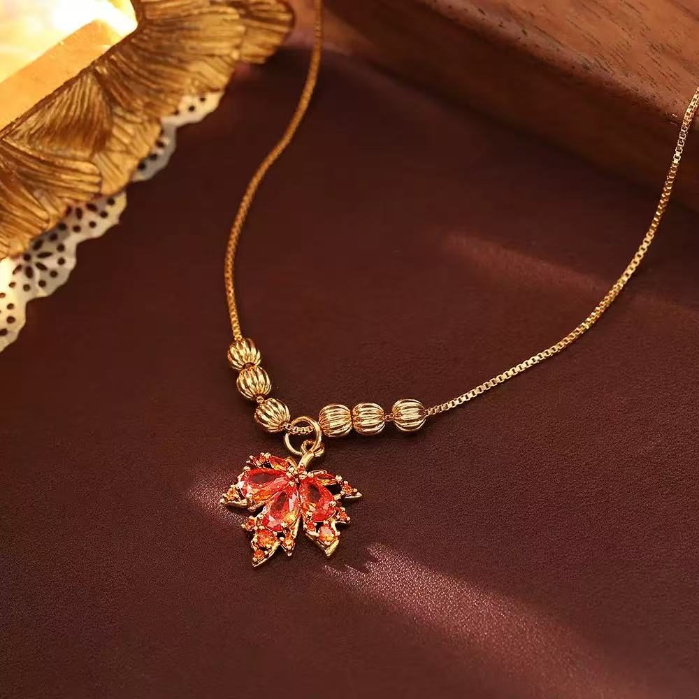 🍁 Maple Leaf Crystal Earrings