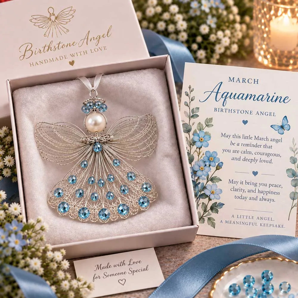 BUY 3 GET 1 FREE– 👼Handmade Birthstone Angel Wire Ornament |12 Meaningful Birthstone Colors with Keepsake Card ✨