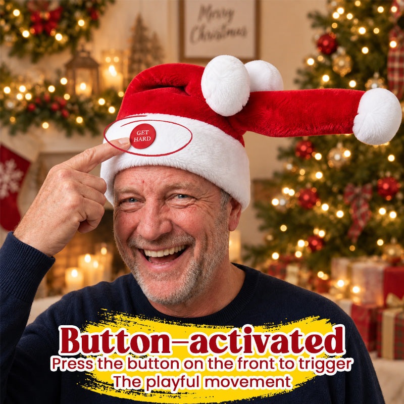 🎅🤣 Dancing Santa Party Hat – Button-Activated Moving Christmas Fun🎁