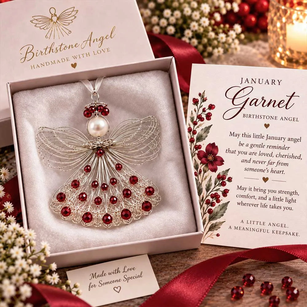 BUY 3 GET 1 FREE– 👼Handmade Birthstone Angel Wire Ornament |12 Meaningful Birthstone Colors with Keepsake Card ✨